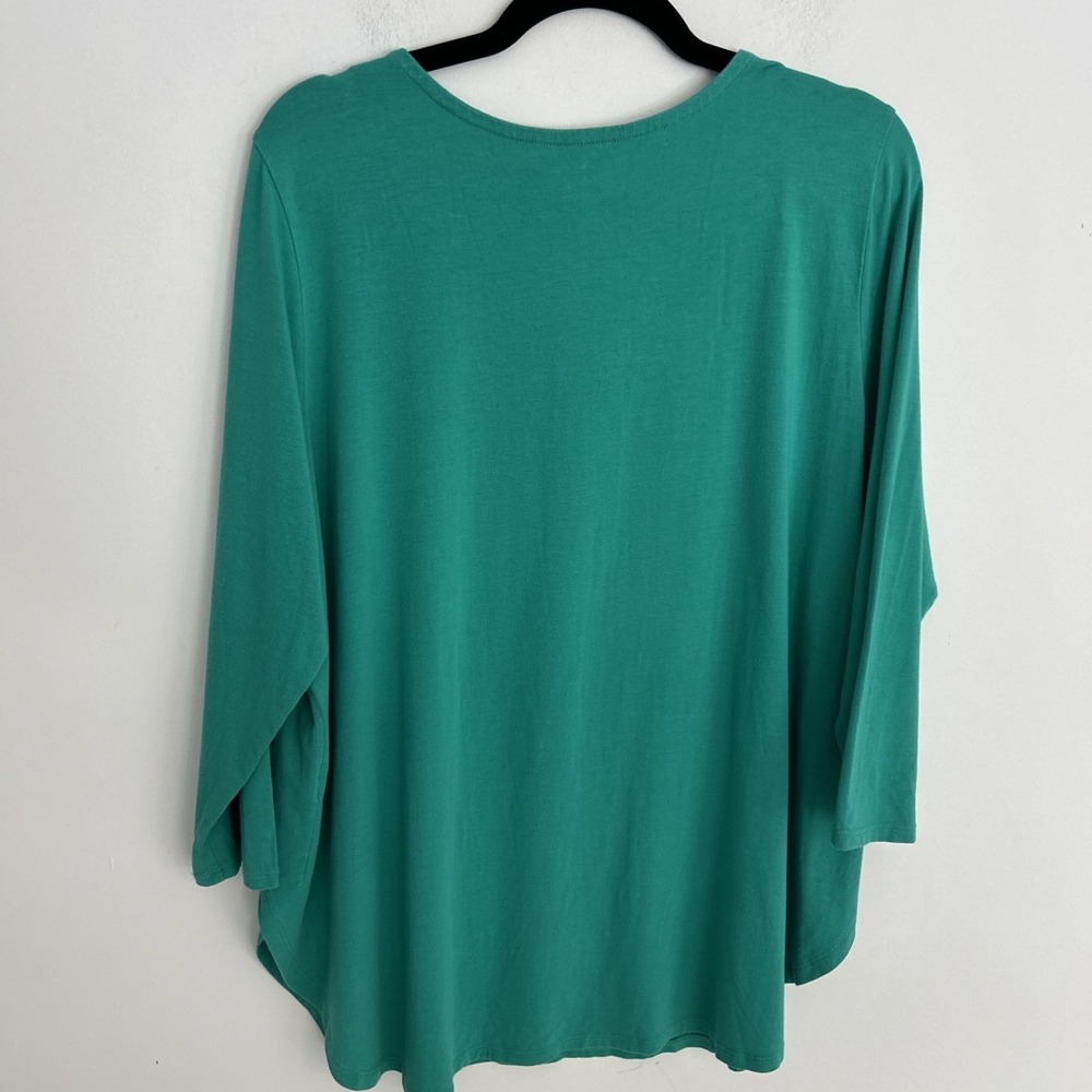 Susan Graver Weekend Essentials Size XL 3/4 Sleeve Kelly Green Pullover Soft Top - Picture 8 of 11